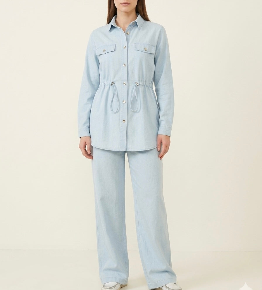 Safari Baby bleu linen Set