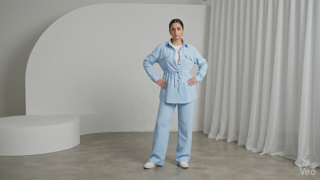 Safari Baby bleu linen Set
