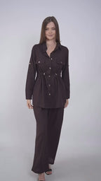 Linen Set Brown Belted